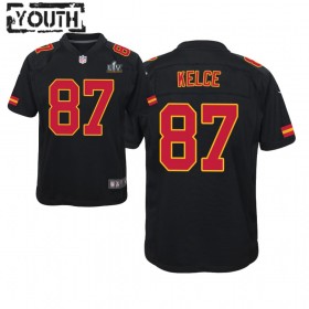 Lasten Kansas City Chiefs NFL Pelipaita Travis Kelce 87 Nike Musta 2021 Super Bowl LV